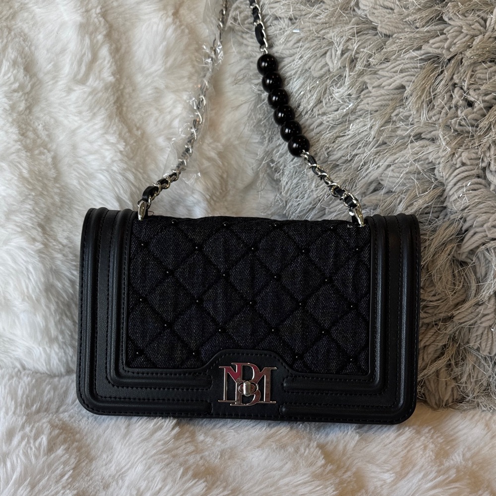 NWT Badgley Mischka black denim handbag